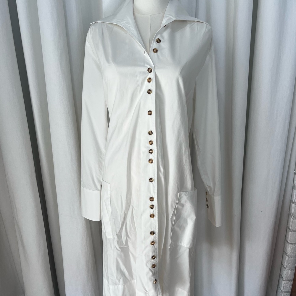 Love Binetti  White Button-Down Dress